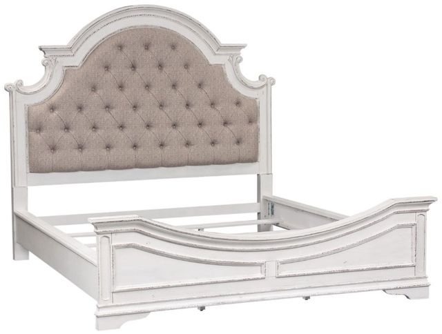 Liberty Furniture Magnolia Manor Antique White/Gray King Upholstered Panel Bed-0