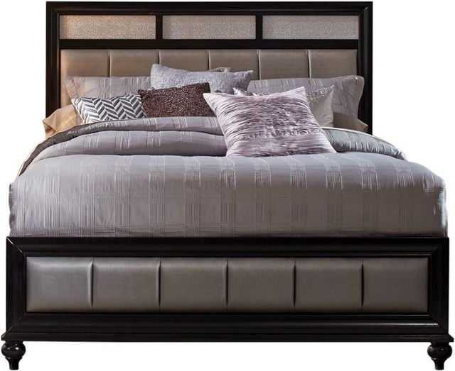 Coaster® Barzini 4-Piece Black/Grey Queen Upholstered Bedroom Set-1