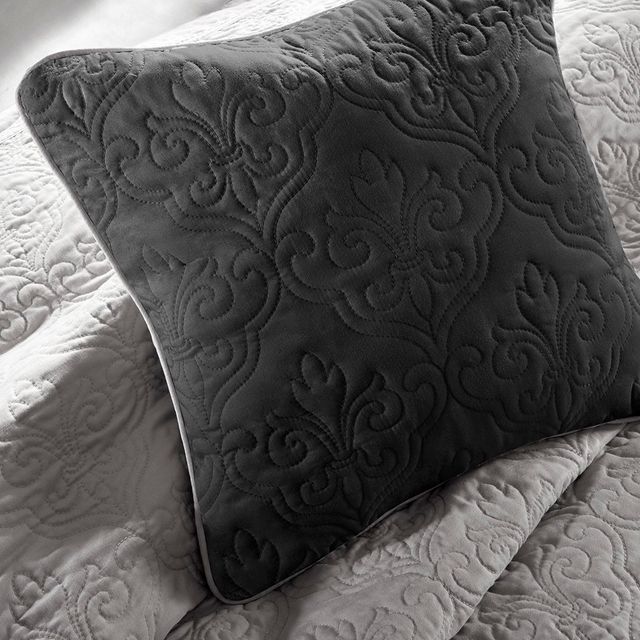 Olliix by Madison Park 7 Piece Black Full/Queen Attingham Reversible Coverlet Set-2