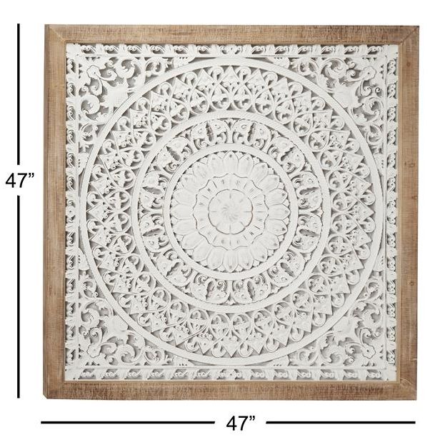 Deco Marche Floral Handmade Intricately Carved Mandala White Wall Art-2