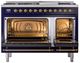 Ilve® Nostalgie II Noblesse 48'' Midnight Blue Pro Style Dual Fuel Range with Brass Trim-1