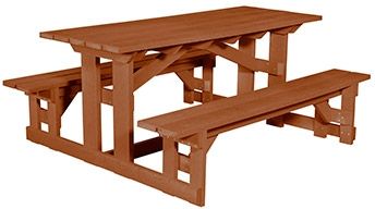 C R Plastics Cedar Rectangular Picnic Table-0