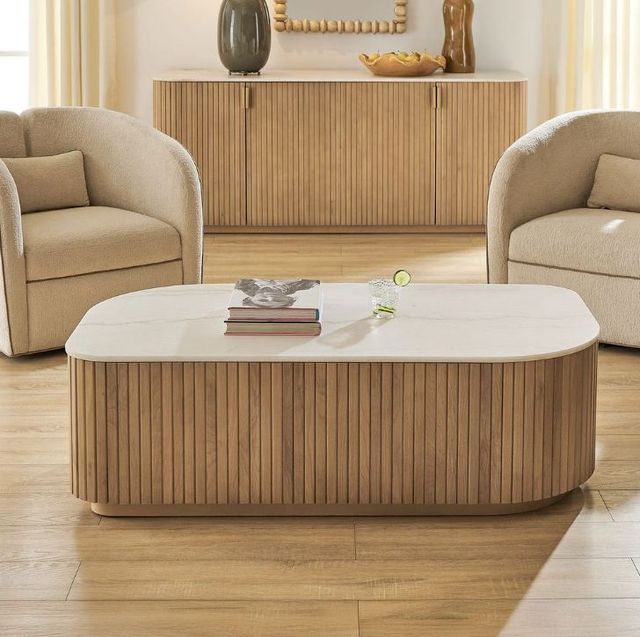Uttermost® Arik Natural/White Marble Top Coffee Table-1