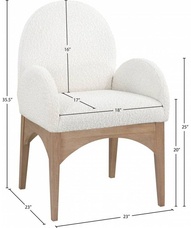 Meridian Furniture Waldorf Cream/Natural Boucle Upholstered Dining Arm Chair-3