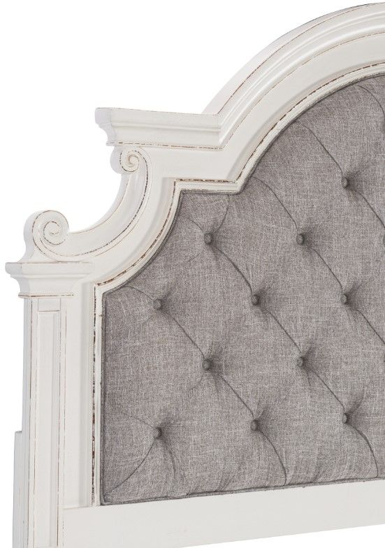 Homelegance® Baylesford Antique White/Gray King Upholstered Panel Bed-3