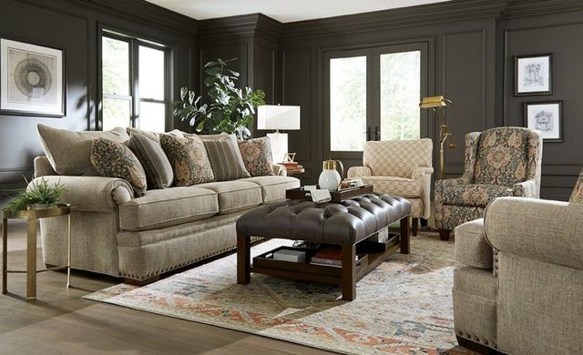 Craftmaster® Customizable Craftmaster Essentials Rolled Arm Three Cushion Sofa-1