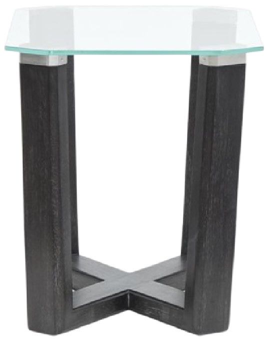 Magnussen Home® Wexler Black Truffle End Table with Clear Glass Top-3
