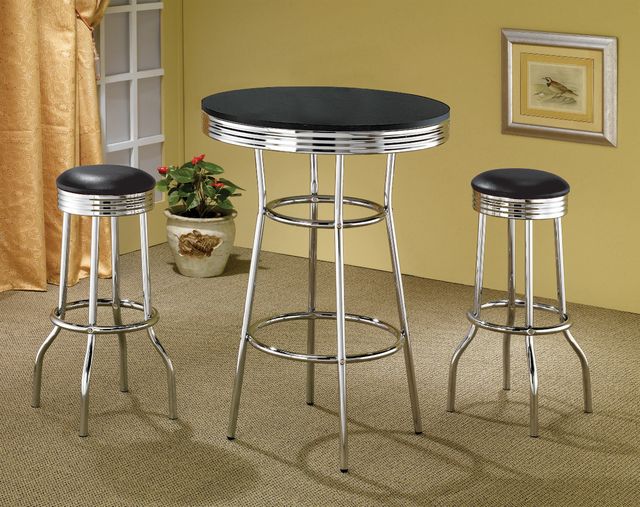 Coaster® Theodore 2-Piece Black/Chrome Soda Fountain Bar Stools-4