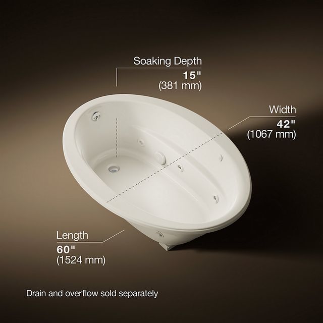 KOHLER® Sunward® Biscuit 60" x 42" Drop-In Whirlpool Bath-1