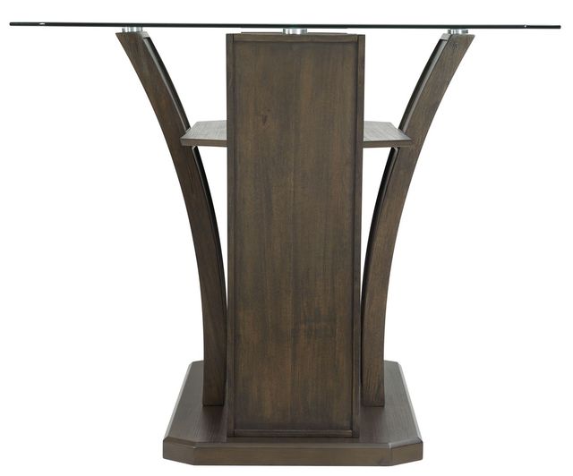 Elements International Dapper Glass Top Rectangular Counter Dining Table with Walnut Base-2