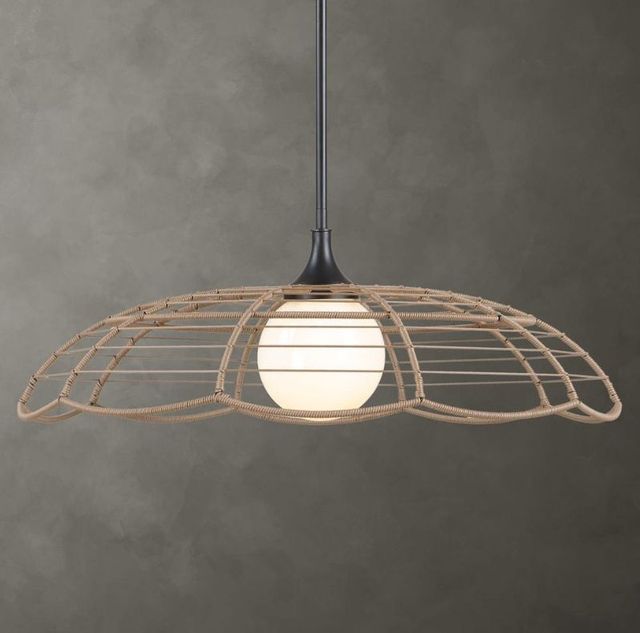 Uttermost® Lakeside Matte Black/Saddle Brown 1-Light Indoor-Outdoor Pendant-2