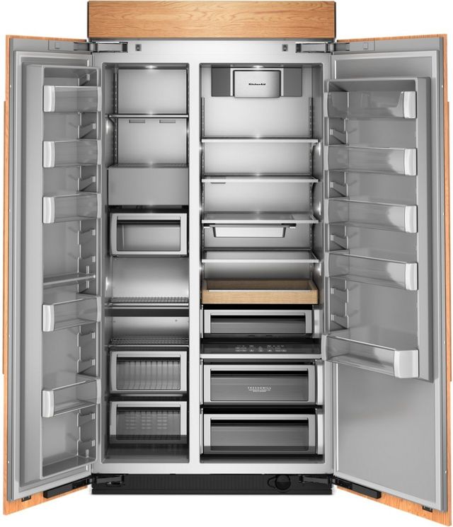 KitchenAid® 42” 25.5 Cu. Ft. Panel Ready Built In Side-by-Side Refrigerator with Platinum Interior-1