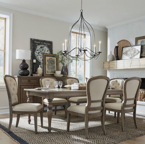 Liberty Furniture Americana Farmhouse 7-Piece Beige/Dusty Taupe Dining Set-1
