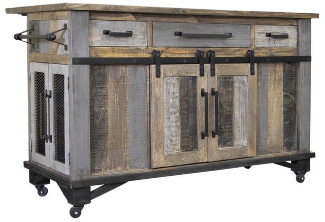 International Furniture Direct Loft Brown Brown/Gray Kitchen Island-0