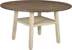 Signature Design by Ashley® Bolanburg Weathered Gray Round Drop Leaf Counter Height Dining Table with Antique White Legs