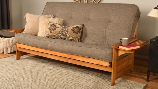 Kodiak Furniture Phoenix Linen Stone/Butternut Queen Futon with Mattress-1