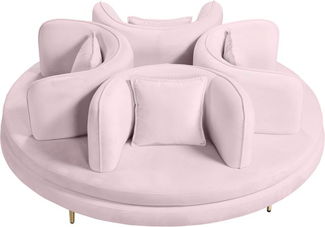 Meridian Furniture Circlet PInk Velvet Round Sofa Settee-1