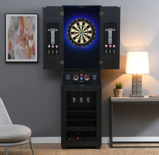 Elements International Hurricanes Black Dartboard Cabinet-1
