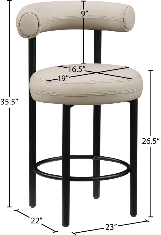 Meridian Furniture Bordeaux Taupe Leather Counter Stool-2