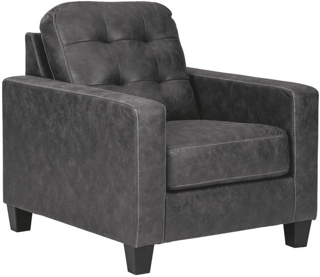 Benchcraft® Venaldi 2-Piece Gunmetal Chair & Ottoman Set-1