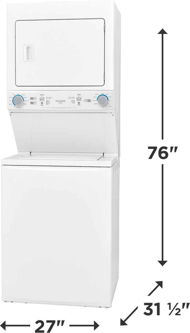 Frigidaire® 3.9 Cu. Ft. Washer, 5.6 Cu. Ft. Dryer White Electric Stack Laundry-12