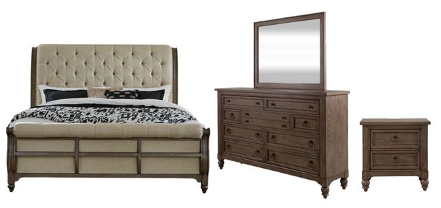 Liberty Furniture Americana Farmhouse 4-Piece Dusty Taupe Queen Sleigh Bedroom Set with Nightstand-0