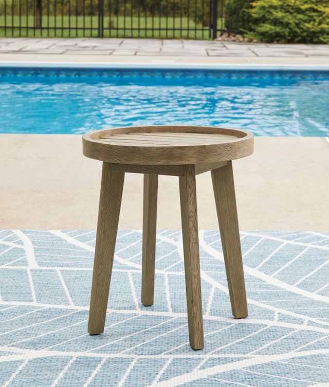 Signature Design by Ashley® Bradstreet Bay Beige Wooden Outdoor Round End Table-3