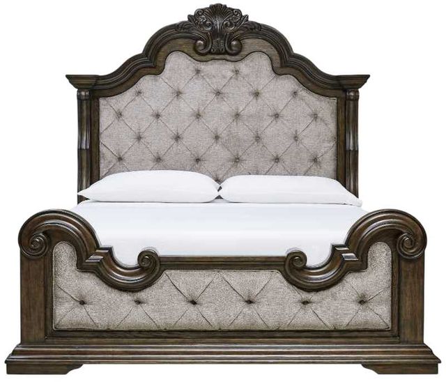 Signature Design by Ashley® Maylee Dark Brown California King Upholstered Panel Bed-1
