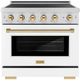 ZLINE Autograph Edition Paramount 36" Satin Stainless Steel Pro Style Induction Range with White Matte Door & Polished Gold Accents-0
