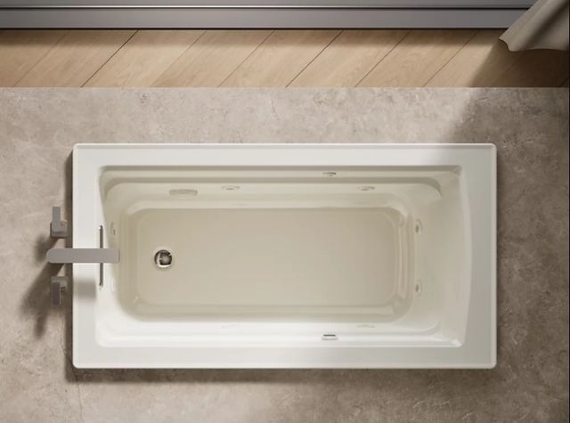 KOHLER® Archer® Biscuit 60" x 32" Drop-In Whirlpool Bath with Bask® Heated Surface-1