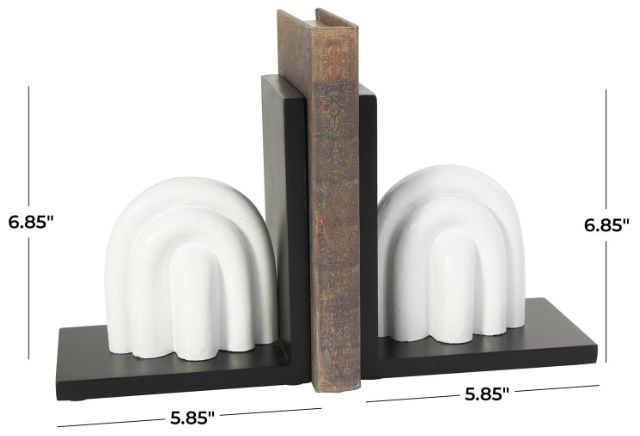 Deco Marche Cosmopolitan 2-Piece White Arched Bookends Set-3