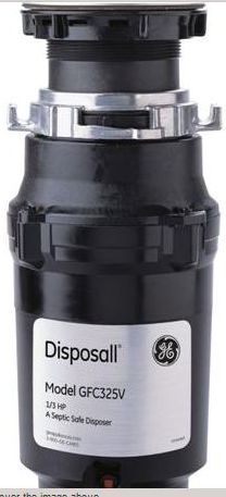 GE 1/3 HP Continuous Feed food Waste Disposer-Black-0