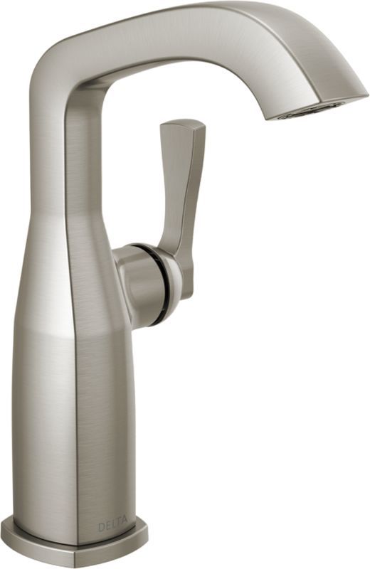 Delta Stryke® Lumicoat® Stainless Bronze Single Lever Handle Mid-Height Bathroom Faucet-0