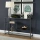Uttermost® Leo Glass Top Console Table with Aged Gunmetal Frame-2