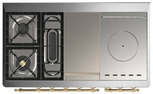 Ilve® Majestic III 48" Stainless Steel Pro Style Dual Fuel Natural Gas Range with Triple Glass Door and Brass Trim-2