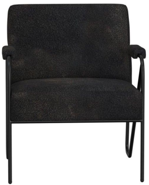 International Furniture Direct Lotus Black/Blacksmithing Matte Black Arm Chair-2