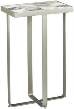 Lillian August Arne Onxy Acoriris Spot Table with Silver Leaf Base