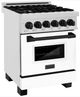 ZLINE Autograph Edition Legacy 24" Satin Stainless Steel Pro Style Dual Fuel Range with White Matte Door and Matte Black Accents-3