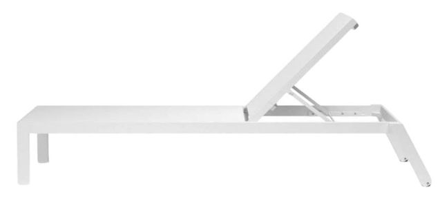 Sunset West Naples Satin White Metal Outdoor Chaise Lounge-2