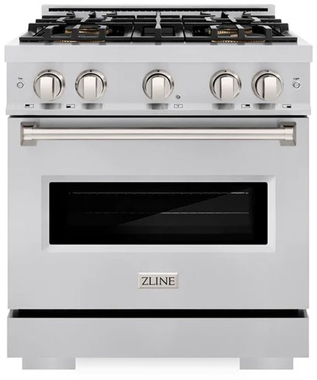 ZLINE 30" 4.2 cu. ft. Dual Fuel Range with 4 Burner DuoPro™ Cooktop and Electric Convection Oven in Stainless Steel -0