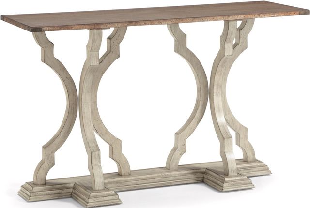 Flexsteel® Estate Galvanized Metal Top Sofa Table with Antiqued Base-0