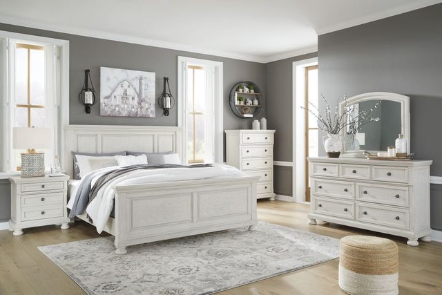 Signature Design by Ashley® Robbinsdale 2-Piece Antique White California King Panel Bed Set-3