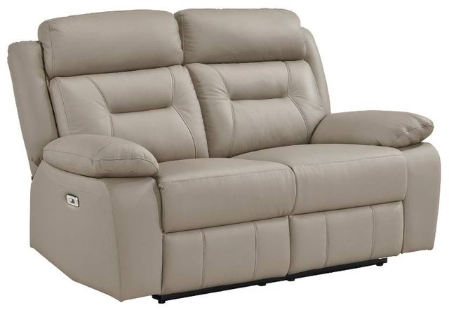 Homelegance® Laconia Latte Leather Power Double Reclining Loveseat-0