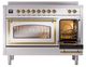 Ilve® Nostalgie II Noblesse 48'' Stainless Steel Pro Style Induction Range with Brass Trim-4