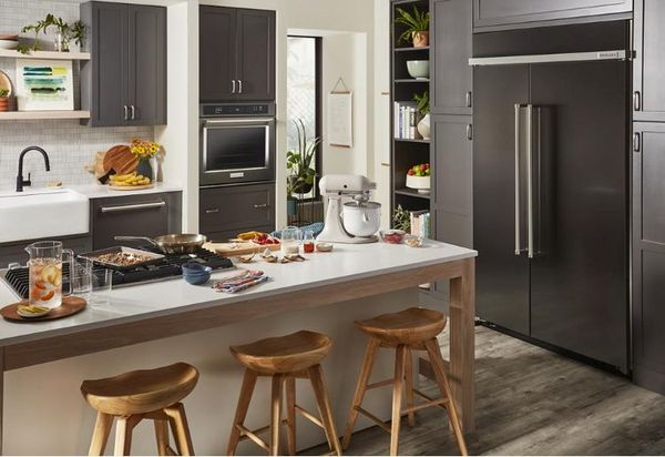 KitchenAid 42 in. 25.5 Cu. Ft. PrintShield™ Finish Black Stainless Steel Built In Counter Depth Side-by-Side Refrigerator