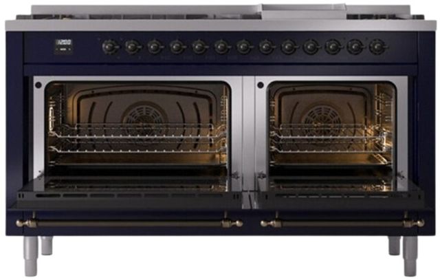 Ilve® Nostalgie II Series 60" Midnight Blue Pro Style Dual Fuel Range-1