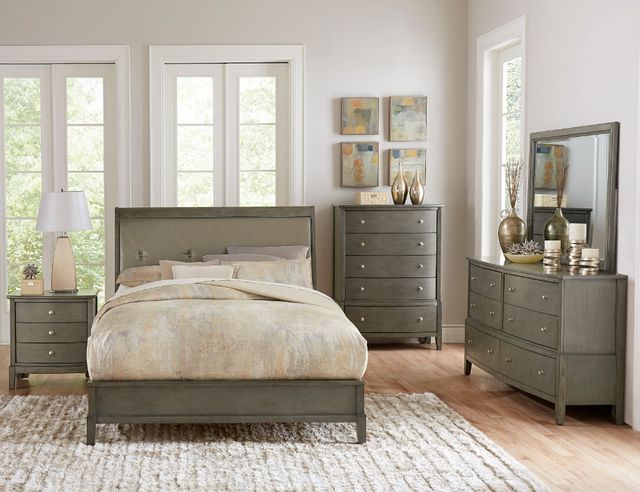 Homelegance® Cotterill Gray Queen Upholstered Panel Bed-1