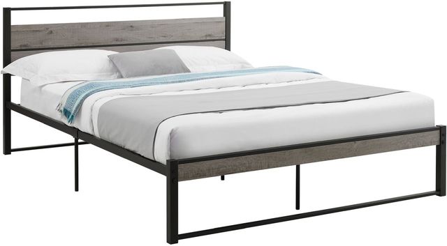 Monarch Specialties Inc. Grey/Black Metal Platform Queen Bed-0