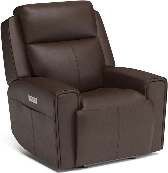 Flexsteel® Barnett Chocolate Power Recliner with Power Headrest and Lumbar-0