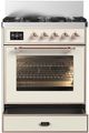 Ilve® Majestic III 30" Antique White Pro Style Dual Fuel Liquid Propane Range with Triple Glass Door and Copper Trim-1